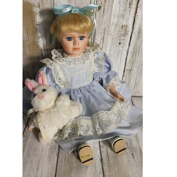 1970 Bradley Alice in Wonderland Collectible Porcelain Doll Blonde  hair - Picture 9 of 12